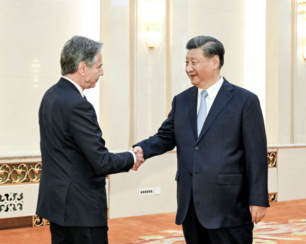 6月19日下午,国家主席习近平在北京会见美国国务卿布林肯。新华社记者 李学仁 摄