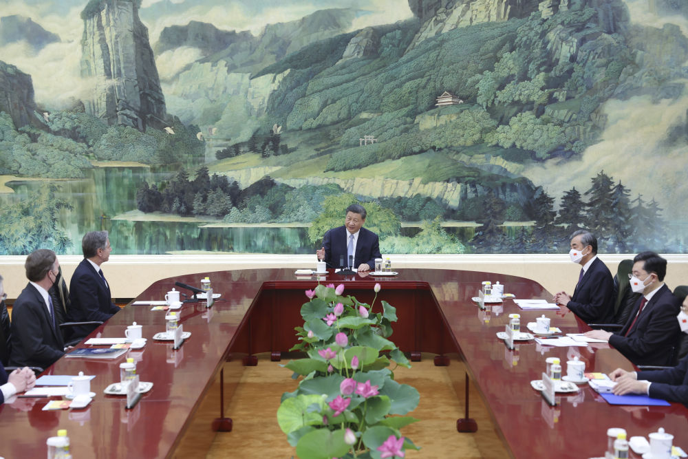 6月19日下午,国家主席习近平在北京人民大会堂会见美国国务卿布林肯。新华社记者 王晔 摄