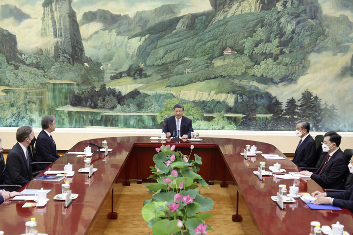 6月19日下午,国家主席习近平在北京会见美国国务卿布林肯。新华社记者 王晔 摄