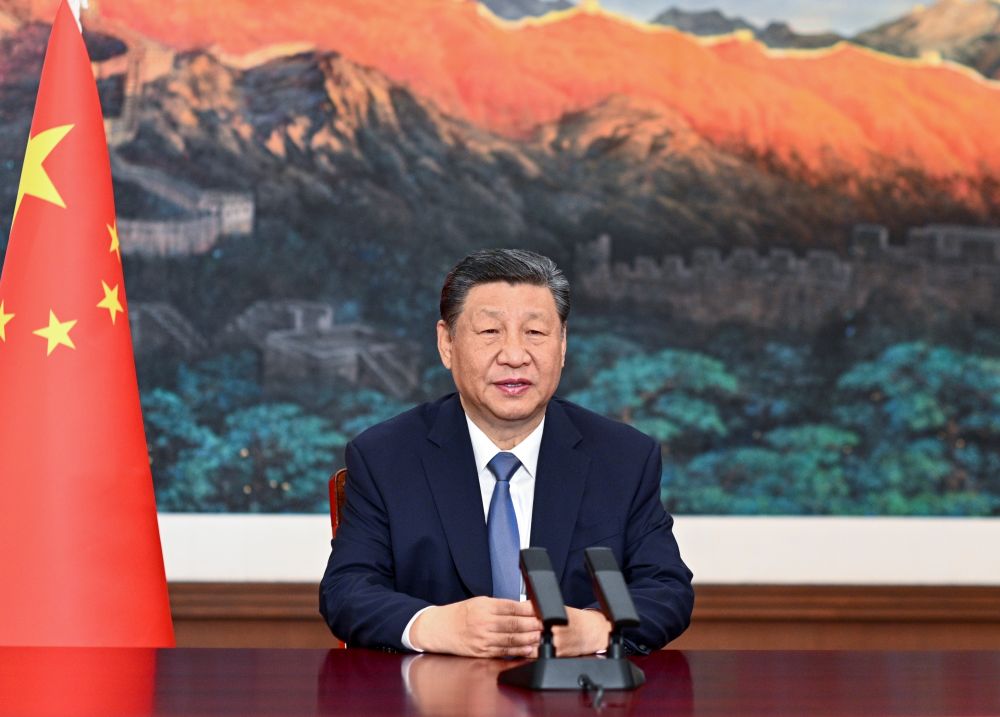 6月12日,国家主席习近平向联合国贸易和发展会议成立60周年庆祝活动开幕式发表视频致辞。新华社记者李学仁摄