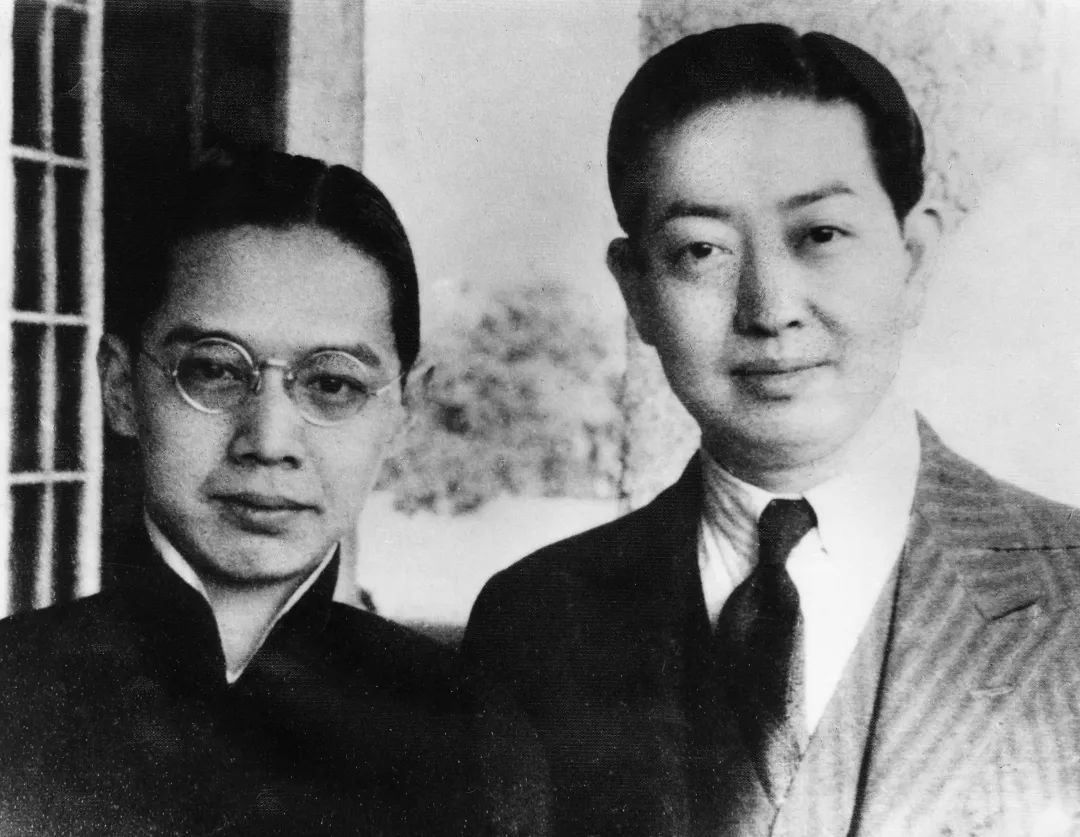 1935年周恩霔、梅兰芳摄于上海马斯南路（今思南路）梅先生府邸