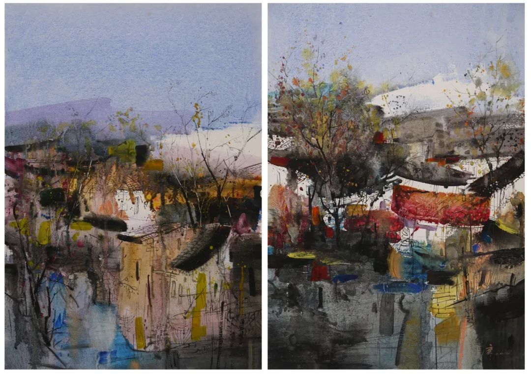 《南山-南山》 74×110cm 纸本水彩