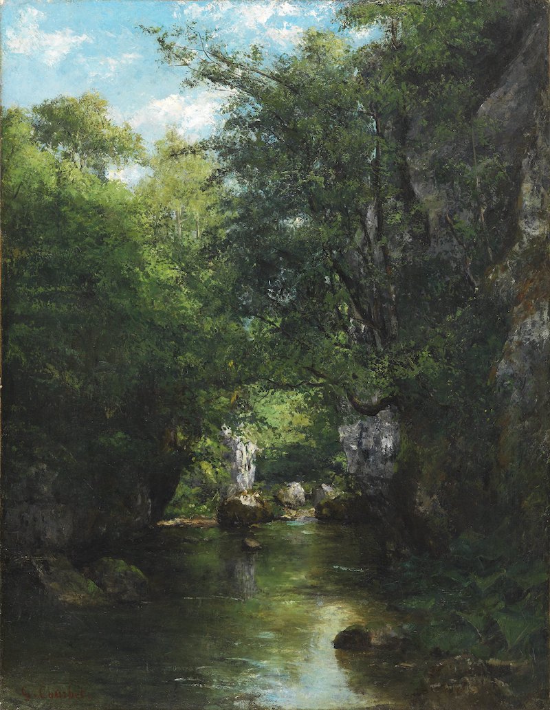 古斯塔夫·库尔贝,《溪流》,1866 年,布面油画, 114x89 厘米,提森-博内米萨国立博物馆馆藏