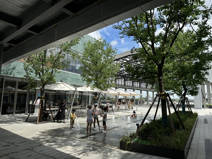 市民游客在西岸梦中心北段公共区域游乐。舒抒 摄