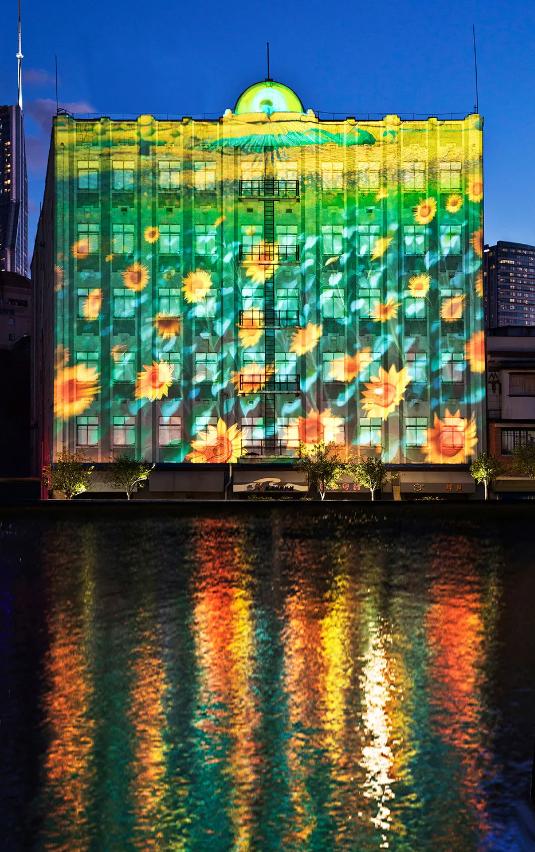 上海国际光影节静安分会场的《艺术苏河》投影秀。