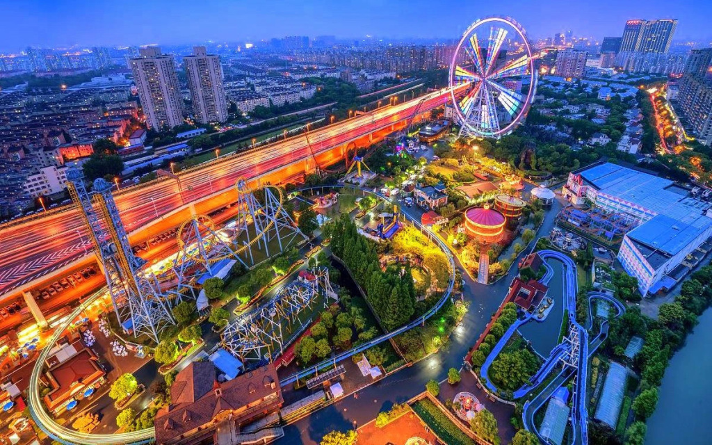 上海锦江乐园鸟瞰图。网络图