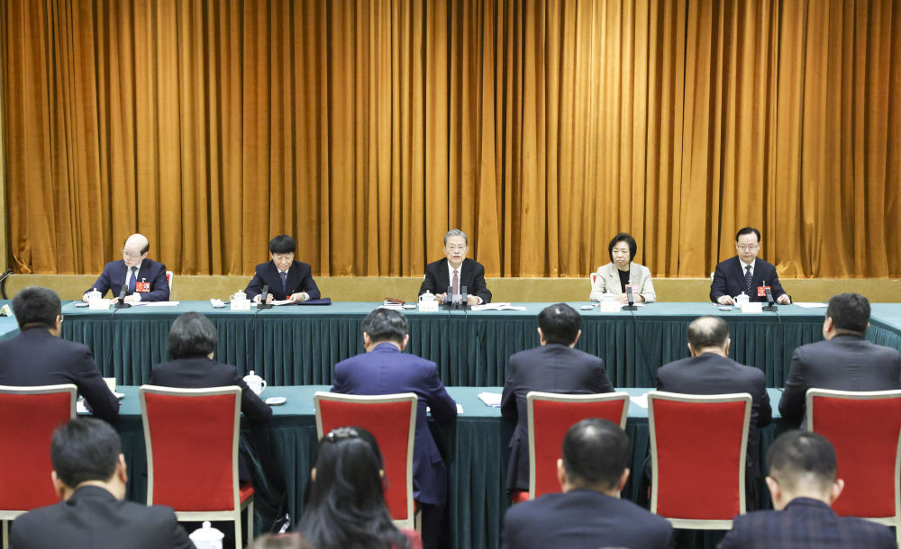 3月6日上午,中共中央政治局常委、全国人大常委会委员长赵乐际参加全国政协十四届三次会议致公党、侨联、对外友好界委员联组会。新华社记者 庞兴雷 摄