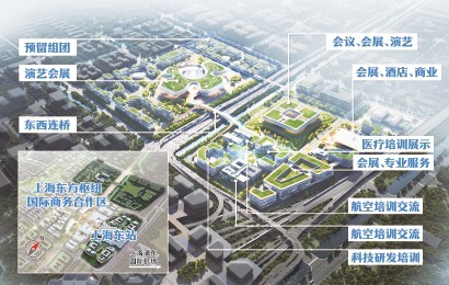 东方枢纽国际商务合作区空间功能示意图。资料来源:市规划资源局 制图:仲昭宇