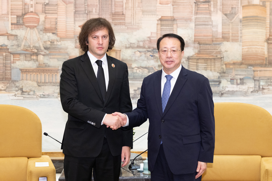 龚正会见格鲁吉亚总理科巴希泽。解放日报记者 张春海 摄