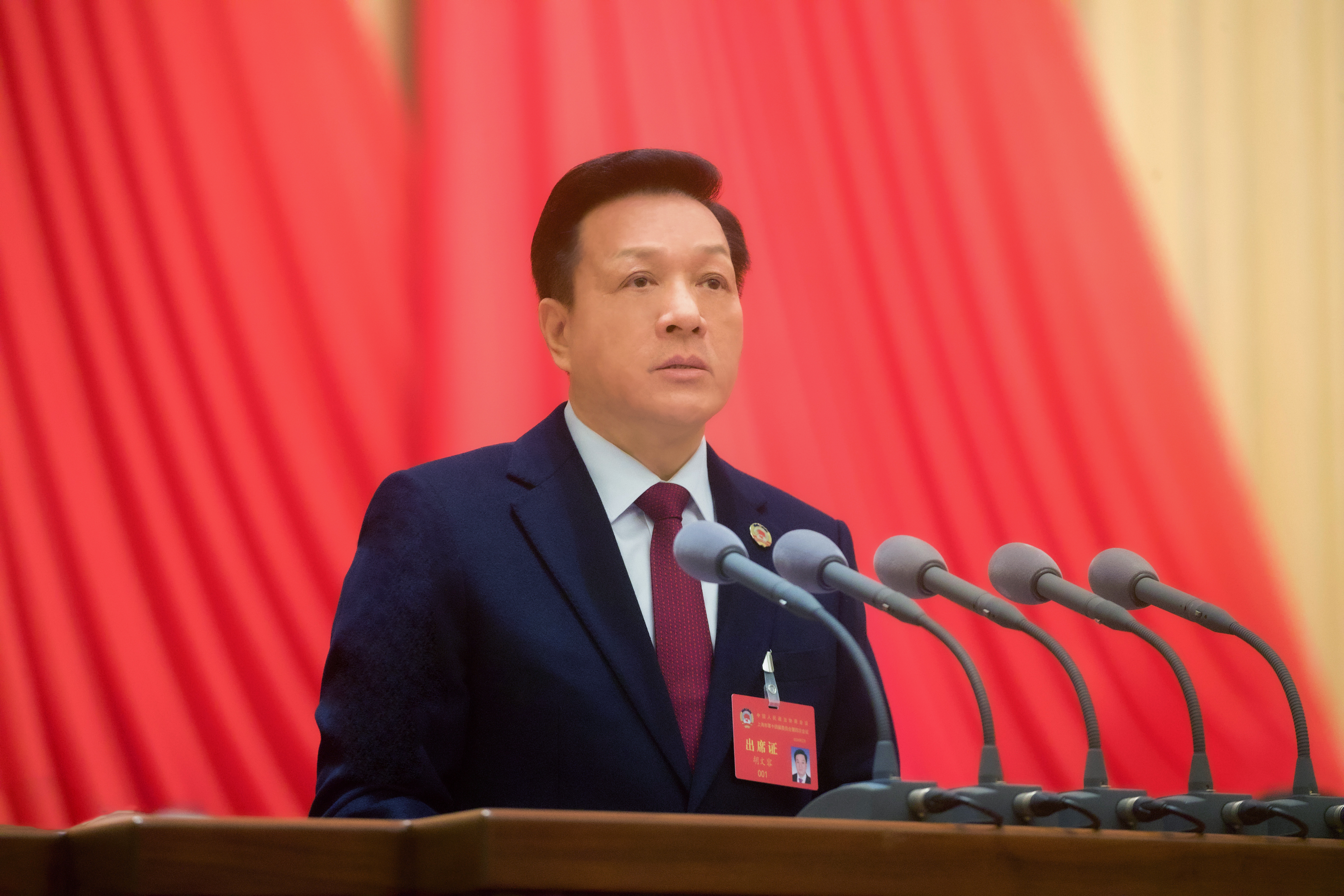 胡文容作工作报告。