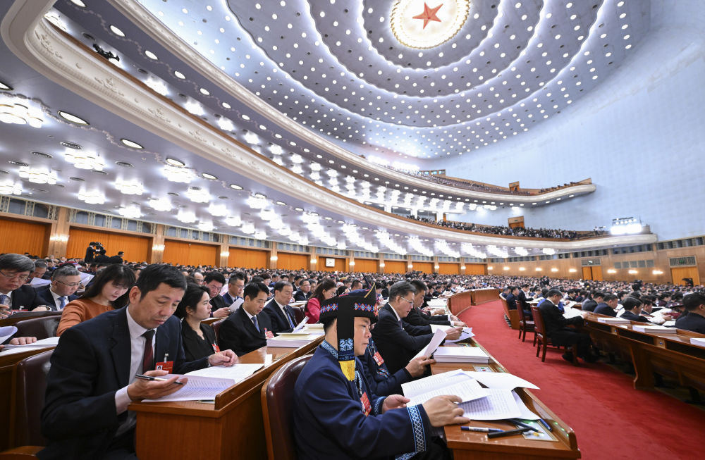 2026年3月5日上午，第十四届全国人民代表大会第四次会议在北京人民大会堂开幕。新华社记者 李响 摄
