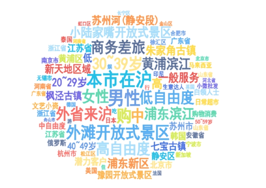 2026年上半年上海旅游市场热度词云图