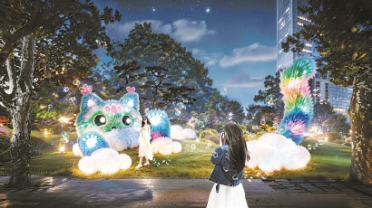 静安公园景观灯光设计效果图。