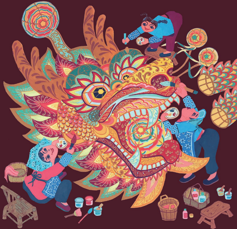 《扎龙灯》 薛明作品(市美协供图)